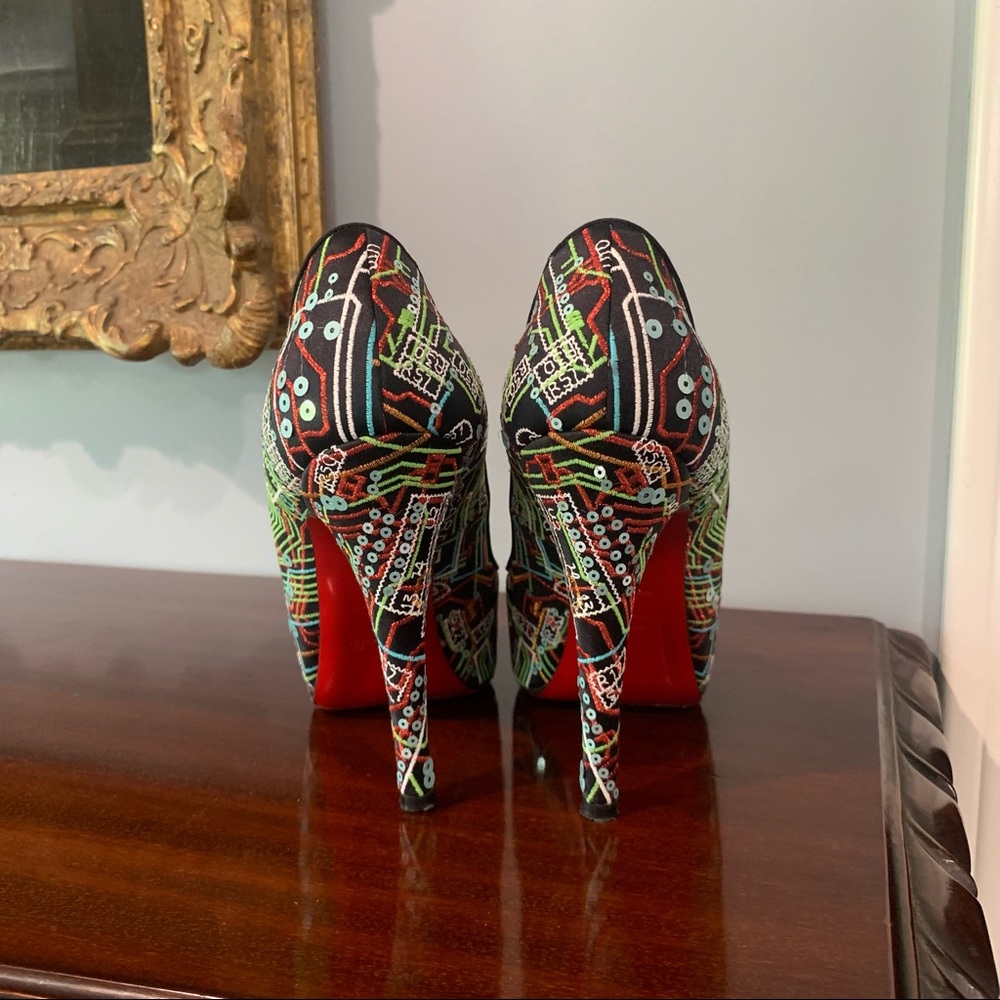 Christian Louboutin Multicolor Circuit Board Peep-Toe Pumps - Picture 4 of 8